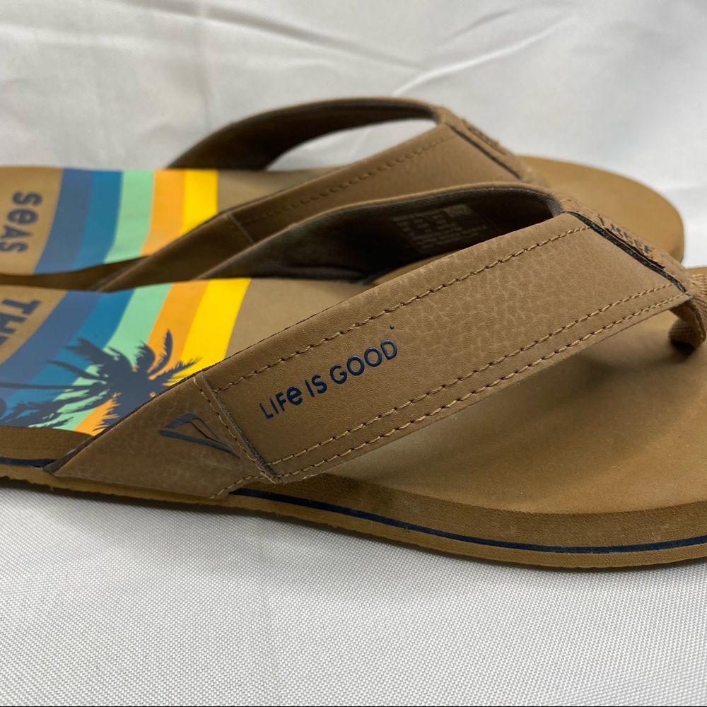 Reef Men Bronze Brown Seas the Day Newport Comfort Summer Flip Flop 10 NWOT - Picture 3 of 9